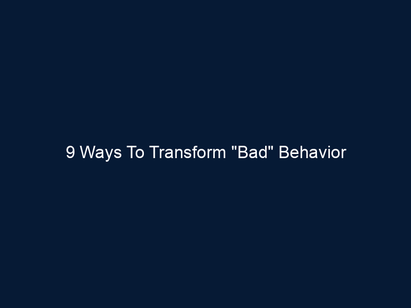 9 Ways To Transform "Bad" Behavior