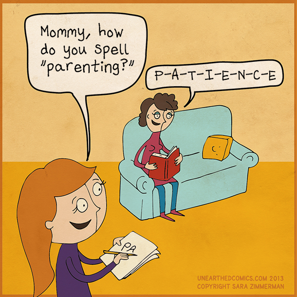 Mommy, how do you spell parenting? Comic