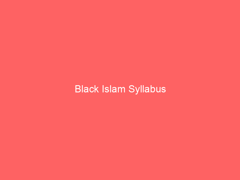 Black Islam Syllabus