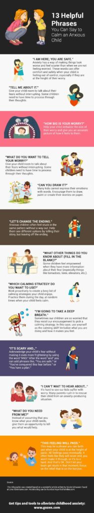 13 helpful phrases you can say to calm an anxious child (infographic)
